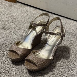 ⭐️ 2/$12 Rampage Sparkling Champagne Wedge Sandals